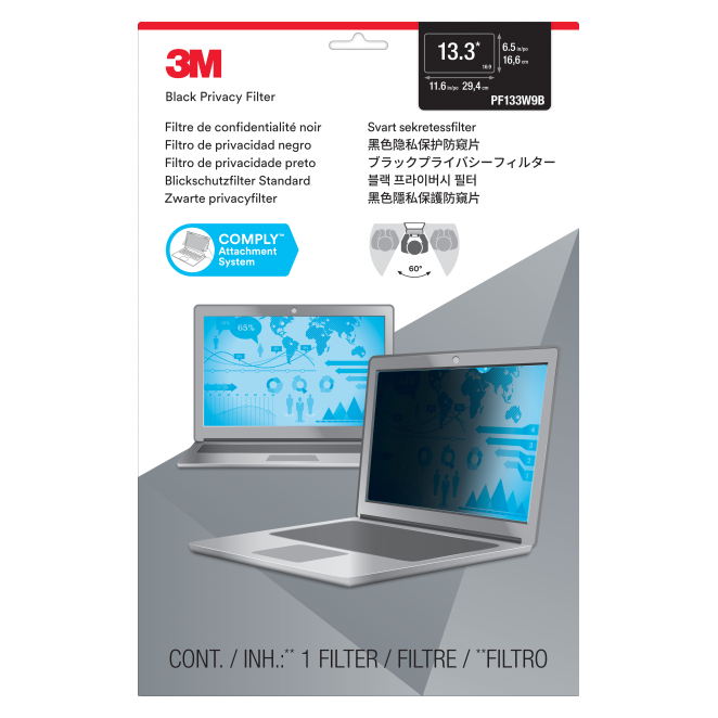 3M PF133W9B 33,8 cm (13.3″) Portátil Filtro de privacidad para pantallas sin marco