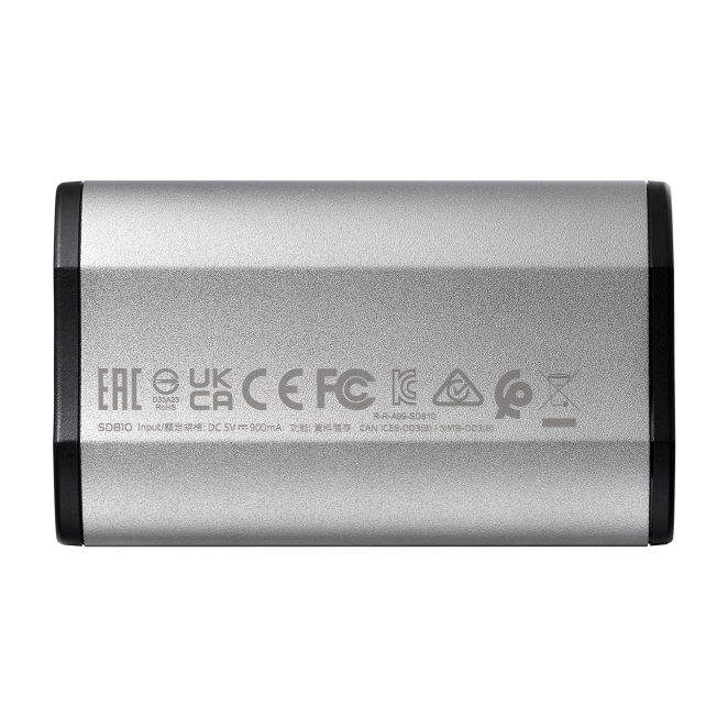 ADATA SD810 500 GB USB Tipo C USB 3.2 Gen 2x2 en negro y plata, lateral