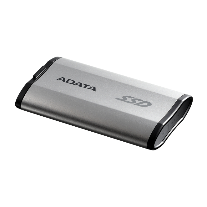 ADATA SD810 500 GB USB Tipo C USB 3.2 Gen 2x2 en negro y plata, perspectiva trasera