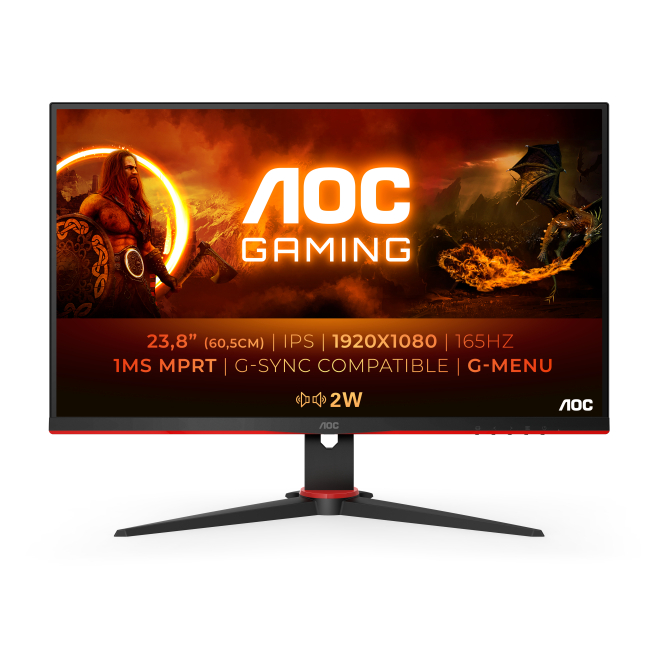 AOC 24G2SPU/BK pantalla para PC 60,5 cm (23.8″) 1920 x 1080 Pixeles Full HD Negro, Rojo