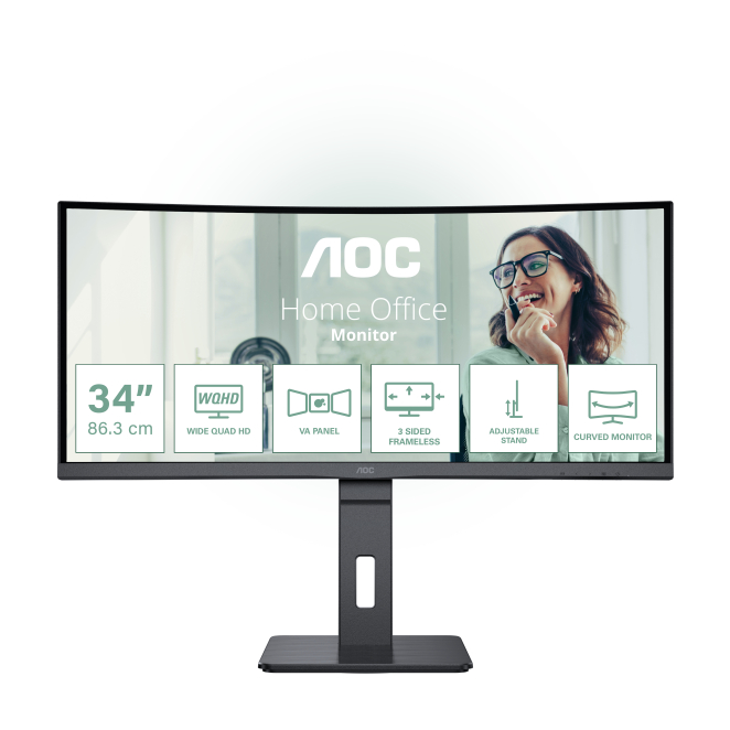 AOC CU34P3CV pantalla para PC 86,4 cm (34″) 3440 x 1440 Pixeles UltraWide Quad HD LED Negro
