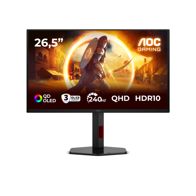 AOC G4 Q27G4ZDR pantalla para PC 67,3 cm (26.5") 2560 x 1440 Pixeles Quad HD QD-OLED Negro, Rojo