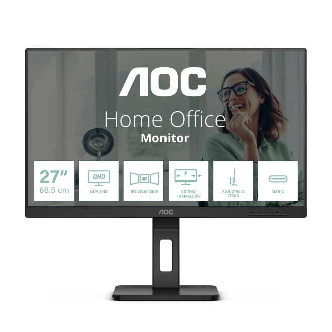 AOC Q27P3CV pantalla para PC 68,6 cm (27″) 2560 x 1440 Pixeles Quad HD LED Negro