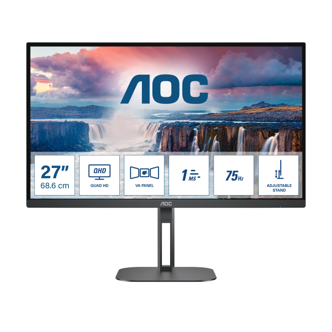 AOC V5 Q27V5N/BK pantalla para PC 68,6 cm (27″) 2560 x 1440 Pixeles Quad HD LED Negro
