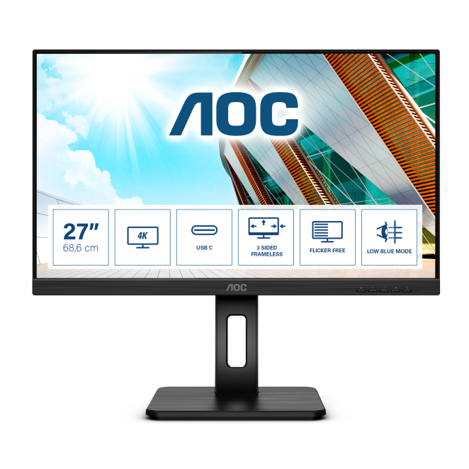 AOC U27P2CA pantalla para PC 68,6 cm (27″) 3840 x 2160 Pixeles 4K Ultra HD LED Negro