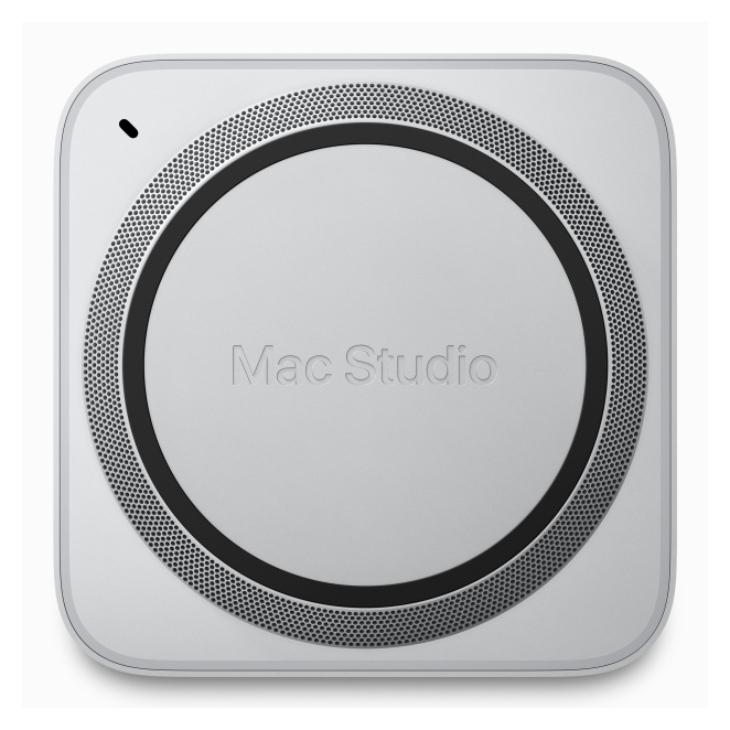 Vista trasera Apple Mac Studio puertos disponibles Apple M M2 Ultra 64 GB 1 TB SSD macOS Ventura Mini PC Plata