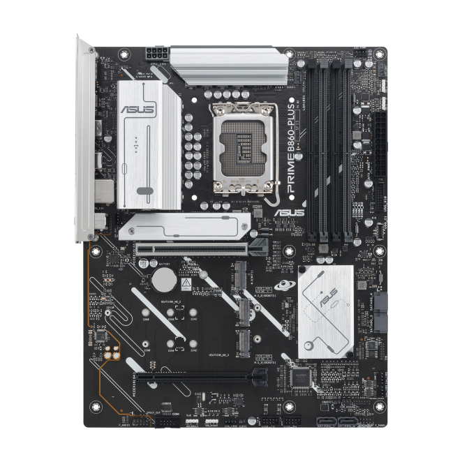 ASUS PRIME B860-PLUS-CSM vistas frontales y de conexiones.