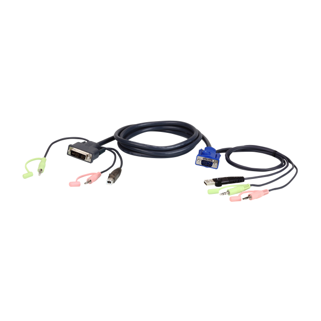 ATEN VGA USB to DVI KVM Cable 3m cable para video, teclado y ratón (kvm) Negro, Azul, Verde, Rosa