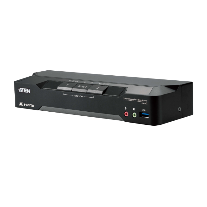 ATEN Matriz de vídeo en formato compacto KVM DisplayPort 4K dual display de 2 puertos con Boundless Switching
