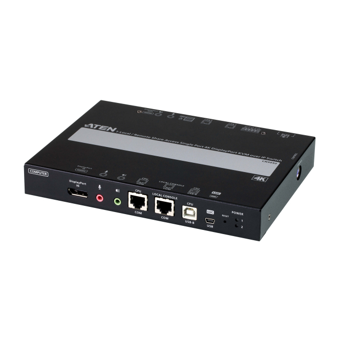 ATEN 1 switch KVM a través de IP DisplayPort 4K de un solo puerto para acceso a recurso compartido local/remoto