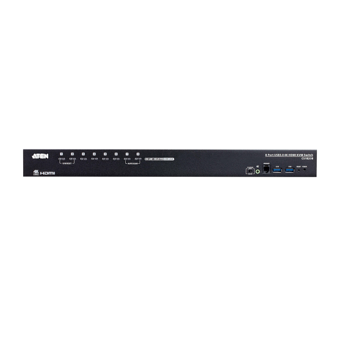 ATEN Switch KVM HDMI 4K USB 3.0 de 8 puertos en uso