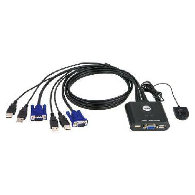 ATEN CS22U-A7 interruptor KVM Negro