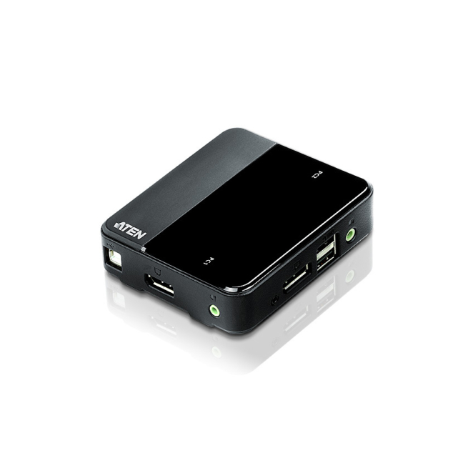 ATEN Switch KVM DisplayPort/Audio USB de 2 puertos (compatible con 4K, cables incluidos)
