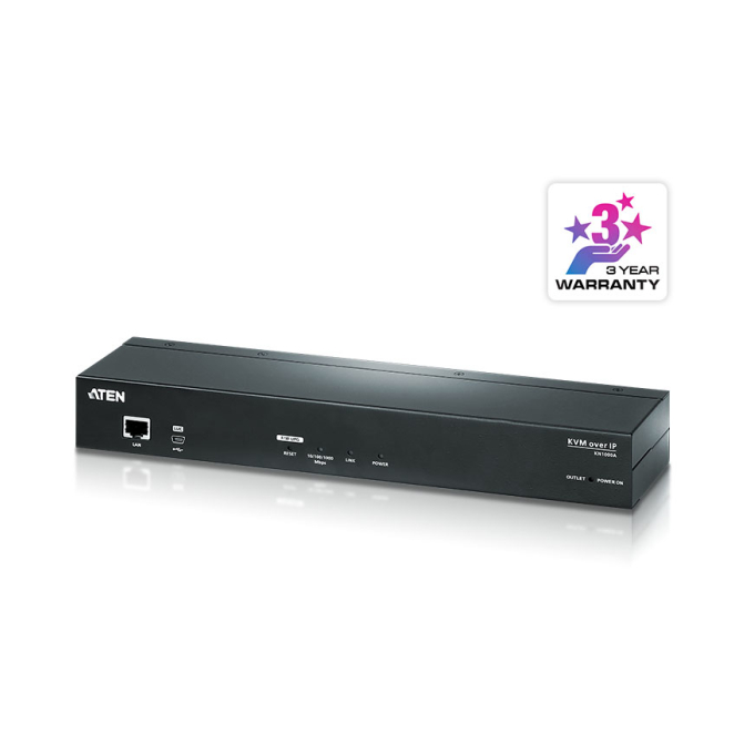 ATEN Unidad de control KVM por IP VGA de un puerto (1920 x 1200) de un puerto integrada con acceso compartido desde consolas local/remota con PDU