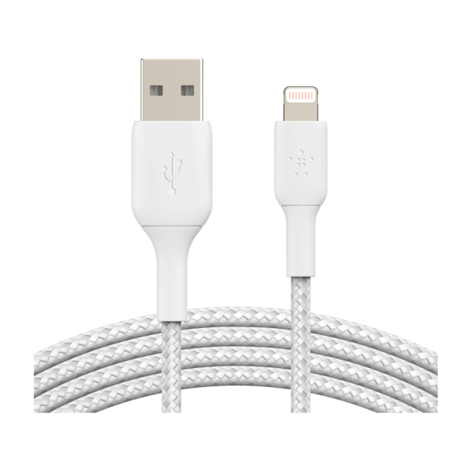 Belkin CAA002BT1MWH cable de conector Lightning 1 m Blanco en uso