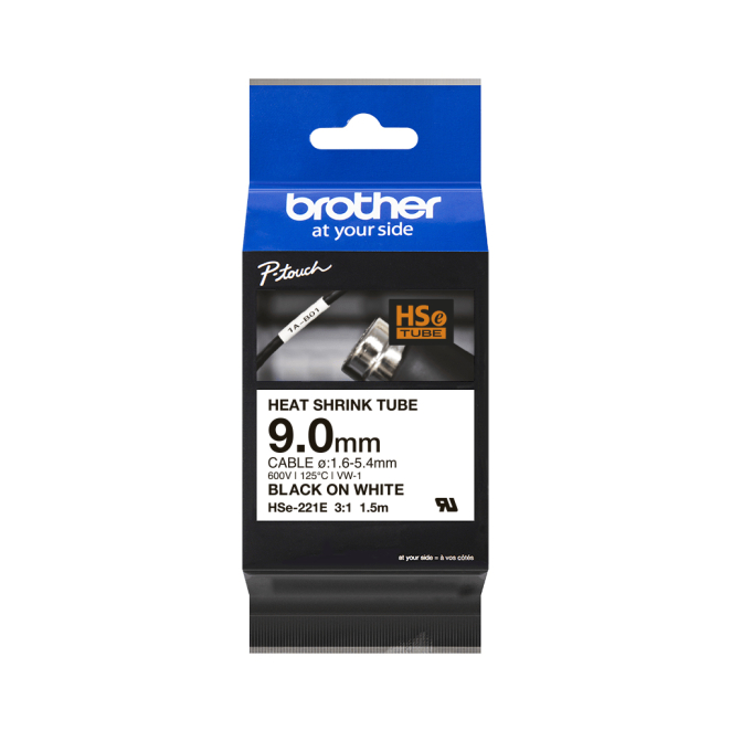 Brother HSE-221E cinta para impresora de etiquetas Negro sobre blanco