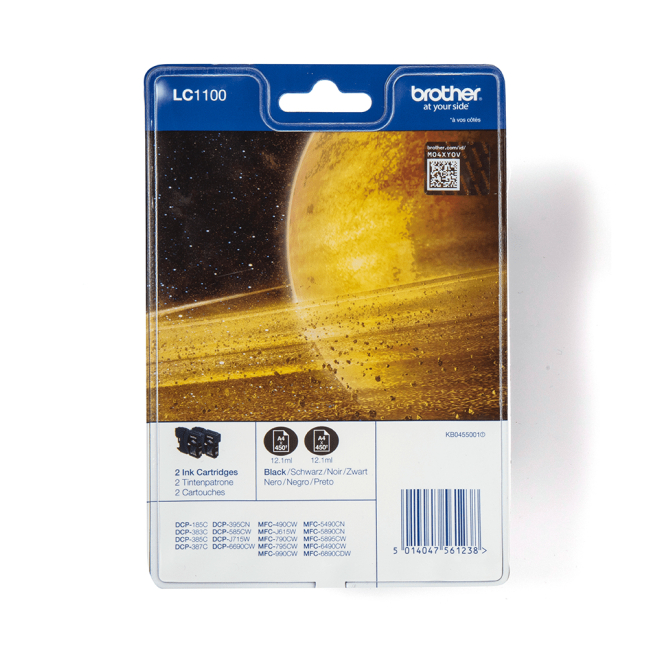 Brother LC1100BKBP2 cartucho de tinta 2 piezas Original Negro