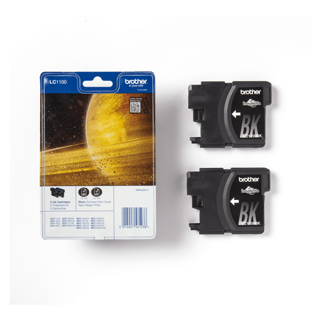 Brother LC1100BKBP2 pack de 2 cartuchos de tinta negra