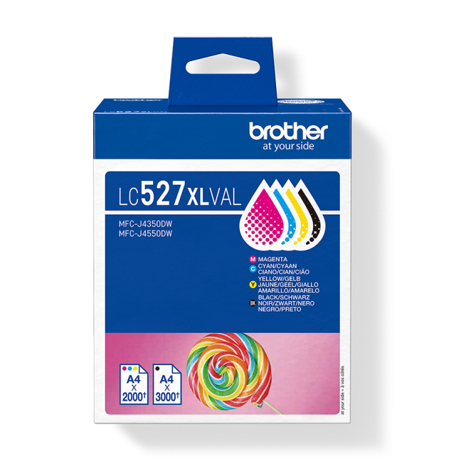 Brother LC527XLVAL cartucho de tinta 4 pieza(s) Original Alto rendimiento (XL) Negro, Cian, Magenta, Amarillo