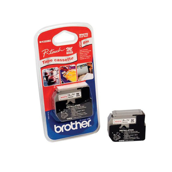 Brother M-K222BZ cinta para impresora de etiquetas Rojo sobre blanco