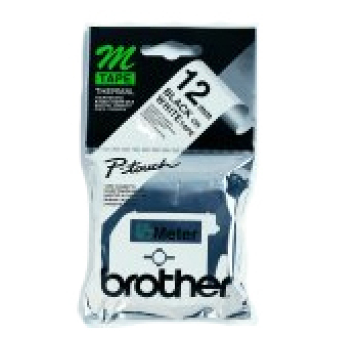 Brother Labelling Tape - 12mm, Black/White, Blister cinta para impresora de etiquetas M
