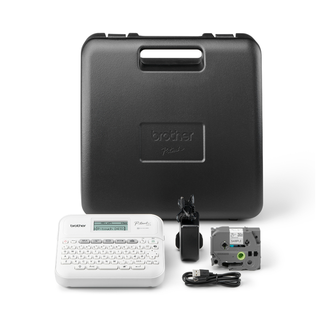 Brother PT-D410VP impresora de etiquetas oficina organizada