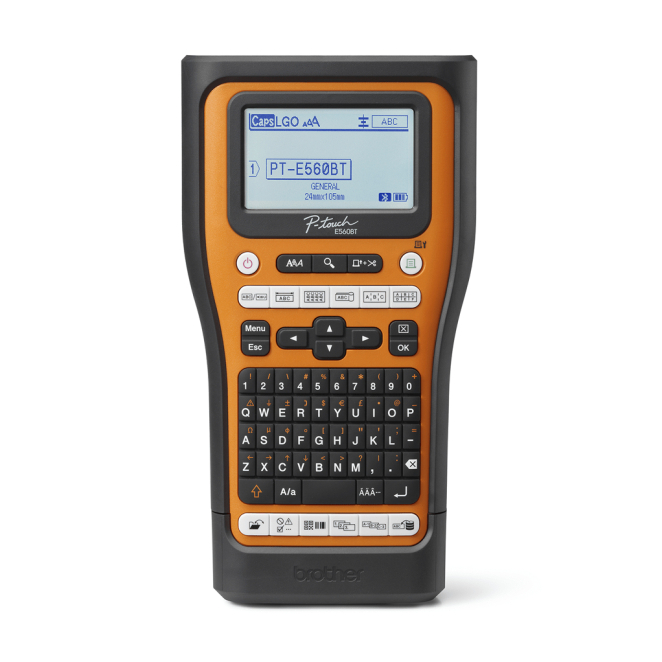 Brother PTE560BTVPQL1 impresora de etiquetas Transferencia térmica 180 x 180 DPI 20 mm/s Inalámbrico y alámbrico HSE/TZe Bluetooth QWERTY