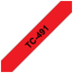 Brother TC-491 cinta para impresora de etiquetas Negro sobre rojo