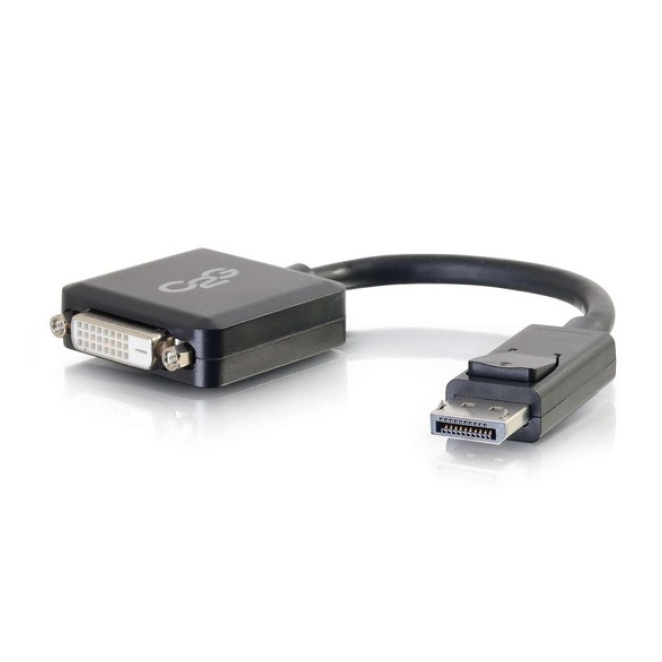C2G Adaptador convertidor de DisplayPort™ macho a DVI-D Single Link hembra, 20 cm, negro
