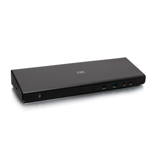 C2G Base de triple pantalla 14 en 1 USB-C® con HDMI®, DisplayPort™, Ethernet, USB, audio de 3,5 mm y suministro de energía de hasta 85 W - 4K 30 Hz (compatible TAA)
