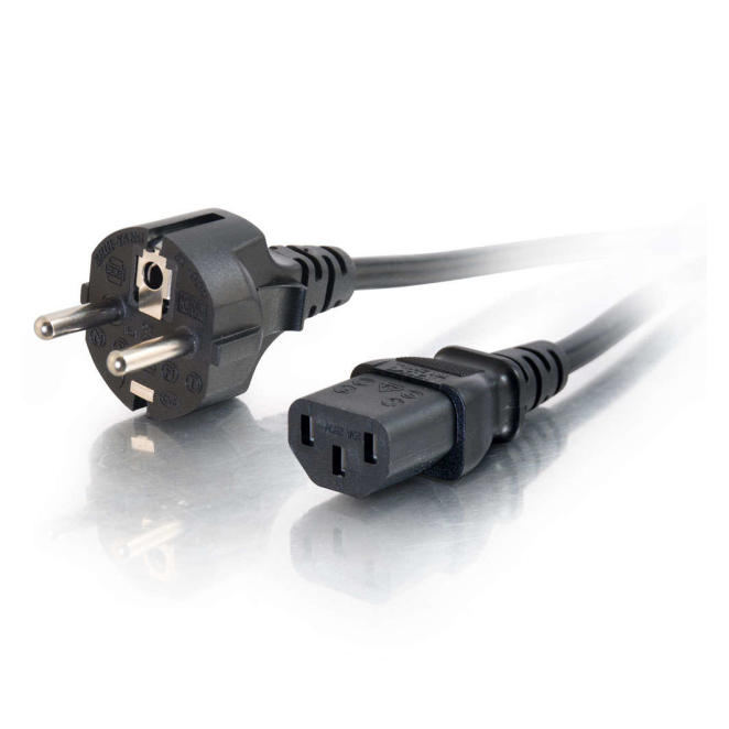C2G Cable de alimentación europeo 16 AWG de 2 m (IEC320C13 a CEE7/7)