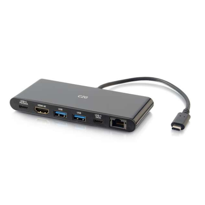 C2G Estación de conexión USB-C con HDMI 4K, Ethernet, USB y alimentación