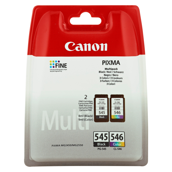 Canon PG-545/CL-546 cartucho de tinta 2 pieza(s) Original Rendimiento estándar Negro, Cian, Magenta, Amarillo