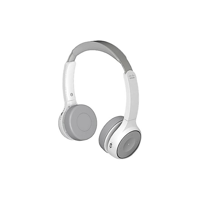 Cisco 730 Auriculares Inalámbrico y alámbrico Diadema Llamadas/Música Bluetooth Base de carga Platino, Blanco