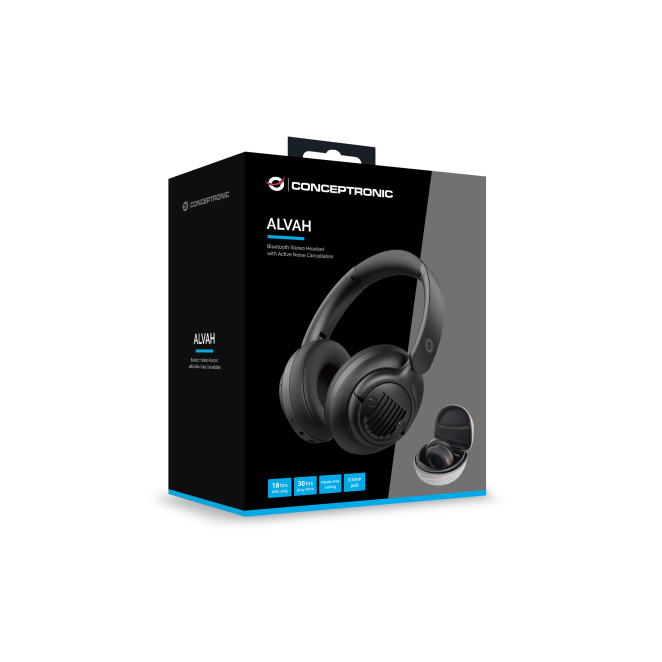 detalle de los auriculares Conceptronic ALVAH02B en uso