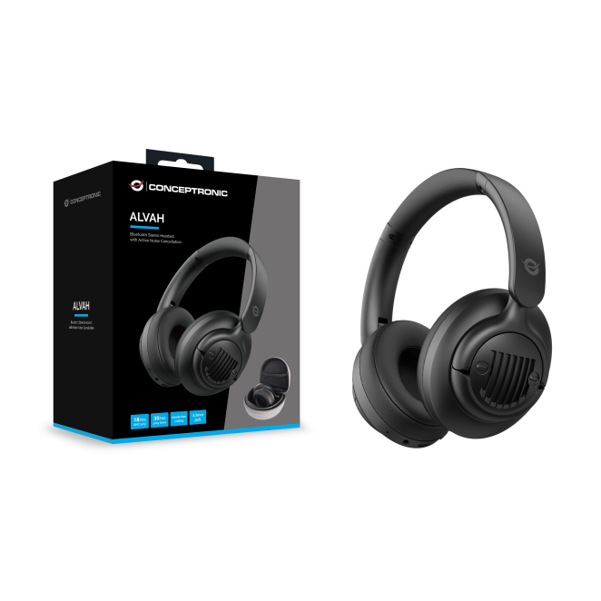 auriculares Conceptronic ALVAH02B usados por un profesional