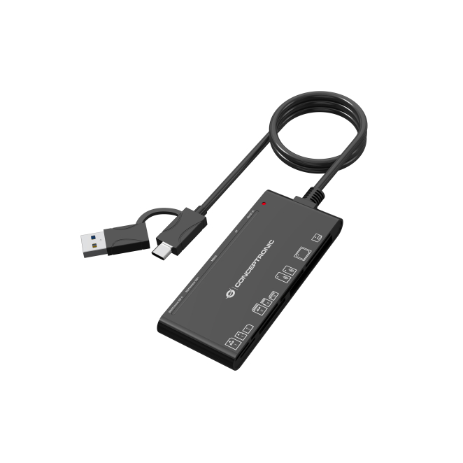 Conceptronic BIAN10B lector de tarjeta USB 3.2 Gen 1 Type-A/Type-C Negro