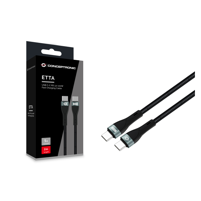 Conceptronic ETTA01B20 cable USB 2 metros con conector macho USB-C