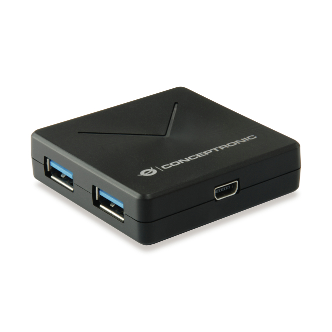 Conceptronic HUBBIES02B hub de interfaz USB 3.2 Gen 1 (3.1 Gen 1) Mini-B 5000 Mbit/s Negro
