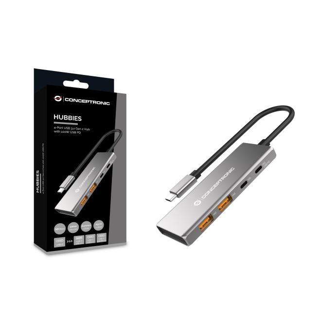 Conceptronic HUBBIES15G hub USB 3.2 Gen 2 (3.1 Gen 2) Type-C Gris