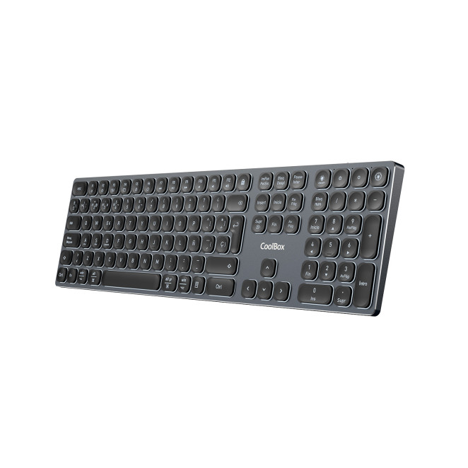 CoolBox TECLADO INALAMBRICO RETROILUMINADO MOONLIGHT KEY B431 USB-C+BT5.1+RF2.4G GRIS OSCURO DE ALUMINIO