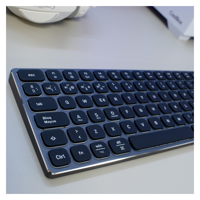 CoolBox TECLADO INALAMBRICO RETROILUMINADO MOONLIGHT KEY B431 USB-C+BT5.1+RF2.4G GRIS OSCURO DE ALUMINIO