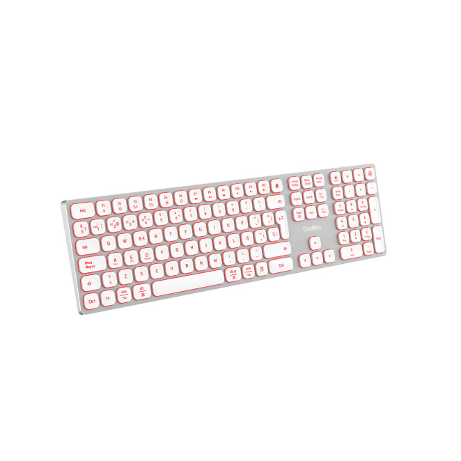 CoolBox TECLADO INALAMBRICO RETROILUMINADO MOONLIGHT KEY B431 USB-C+BT5.1+RF2.4G BLANCO DE ALUMINIO