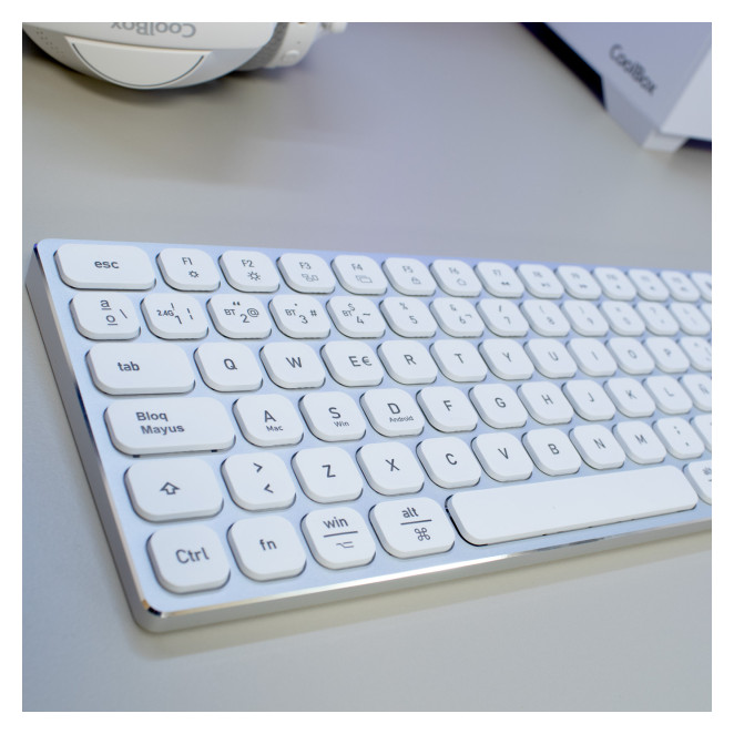 CoolBox TECLADO INALAMBRICO RETROILUMINADO MOONLIGHT KEY B431 USB-C+BT5.1+RF2.4G BLANCO DE ALUMINIO