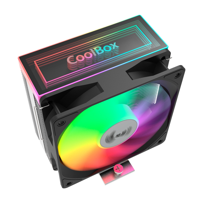 CoolBox GAMING REFRIGERADOR CPU ARGB INFINITE AIR 120 4 HEATPIPES 180W TDP - Vista lateral