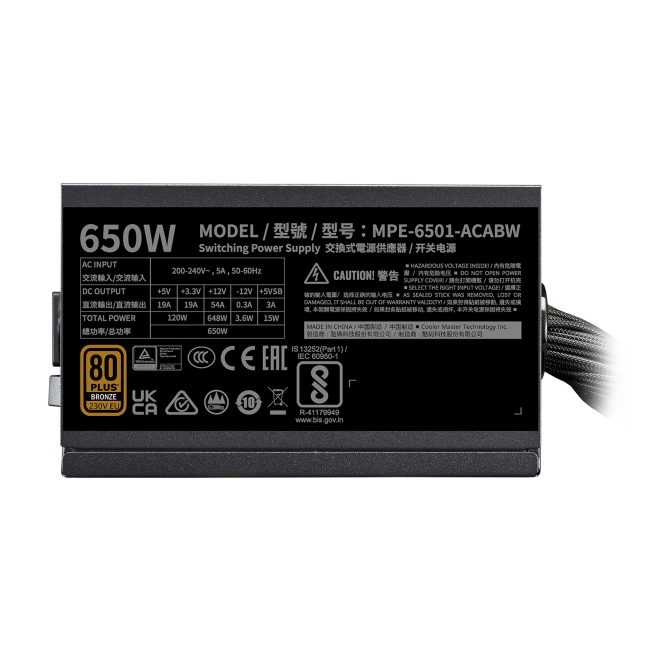 Usabilidad de Cooler Master MWE Bronze 650 V3 230V