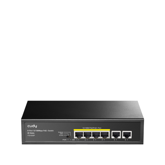 Cudy FS1006P switch Fast Ethernet (10/100) Energía sobre Ethernet (PoE) Negro