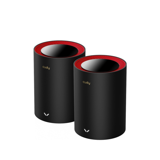 Cudy M3000 2-Pack Doble banda (2,4 GHz / 5 GHz) Wi-Fi 6 (802.11ax) Negro, Rojo 1 Interno