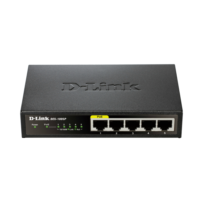 D-Link DES-1005P No administrado L2 Fast Ethernet (10/100) Energía sobre Ethernet (PoE) Negro