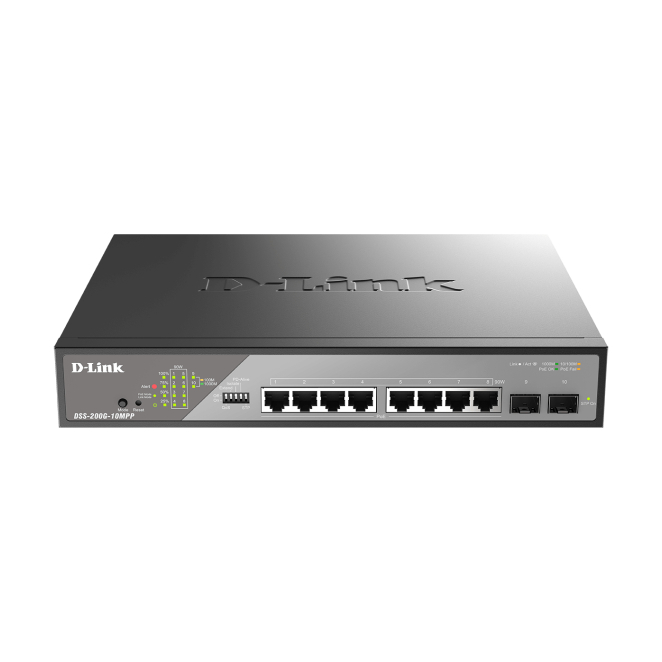 D-Link DSS-200G-10MPP/E switch Gestionado L2 Gigabit Ethernet (10/100/1000) Energía sobre Ethernet (PoE) 1U Gris